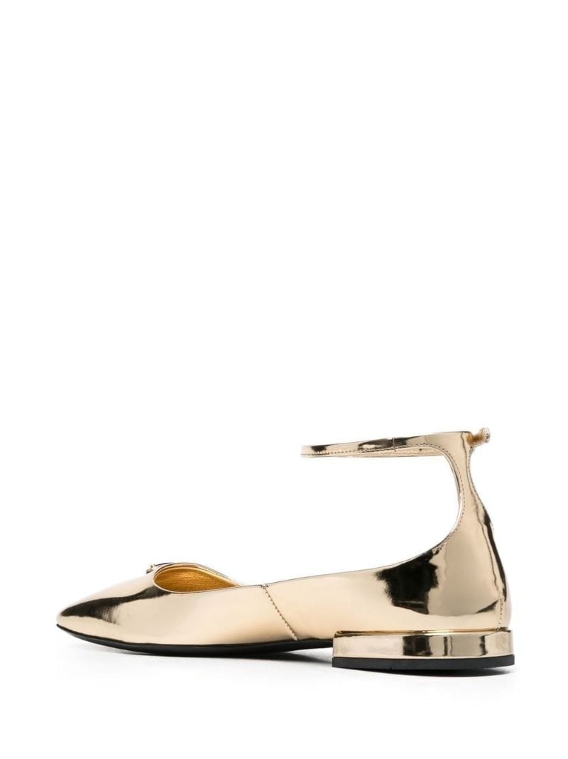Gold-tone Logo Ankle Strap Pumps