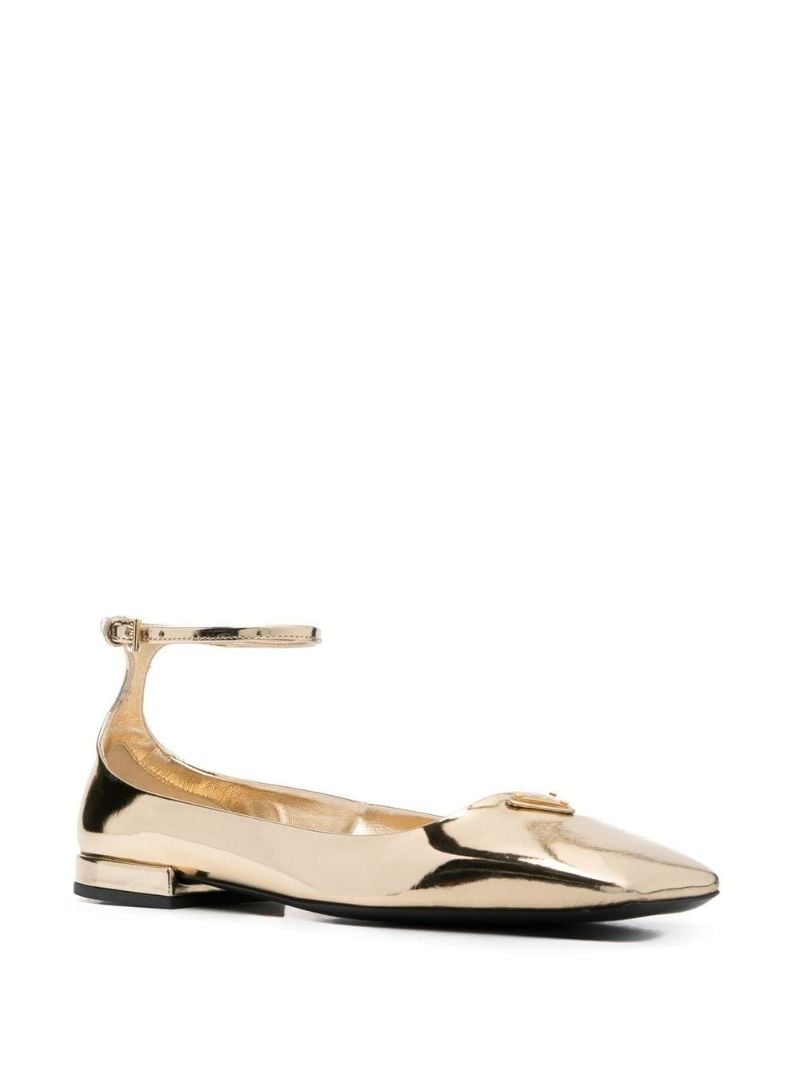 Gold-tone Logo Ankle Strap Pumps