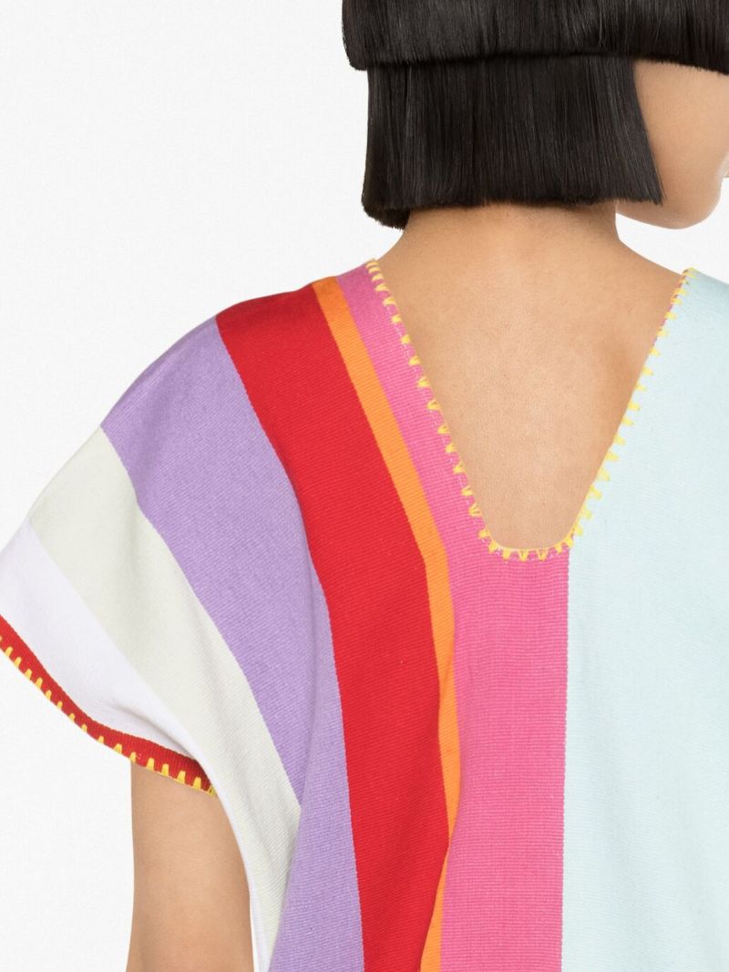Red Striped Kaftan Mini Dress