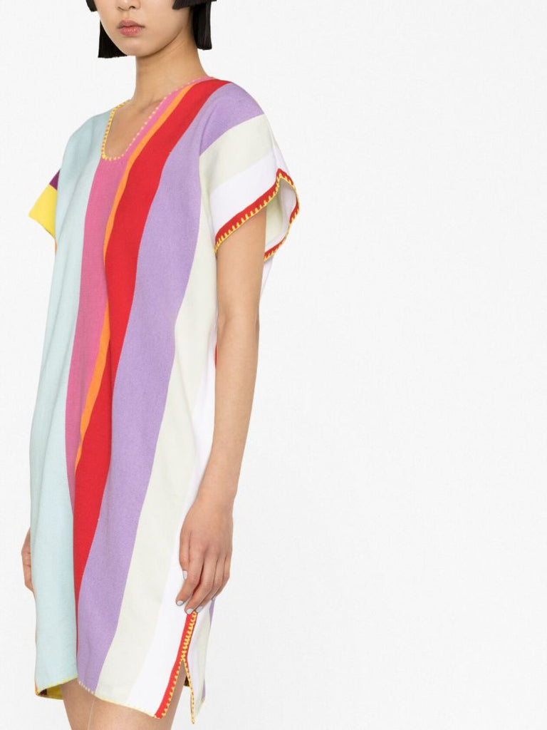 Red Striped Kaftan Mini Dress