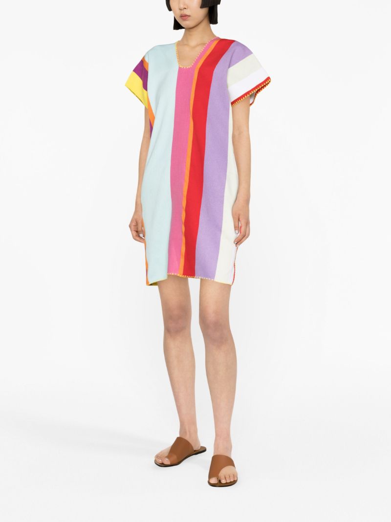 Red Striped Kaftan Mini Dress