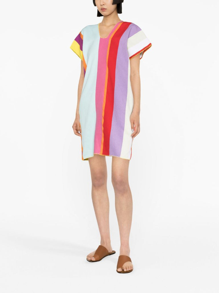 Red Striped Kaftan Mini Dress