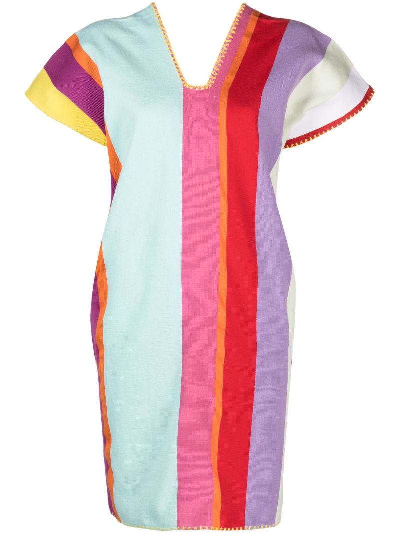 Red Striped Kaftan Mini Dress