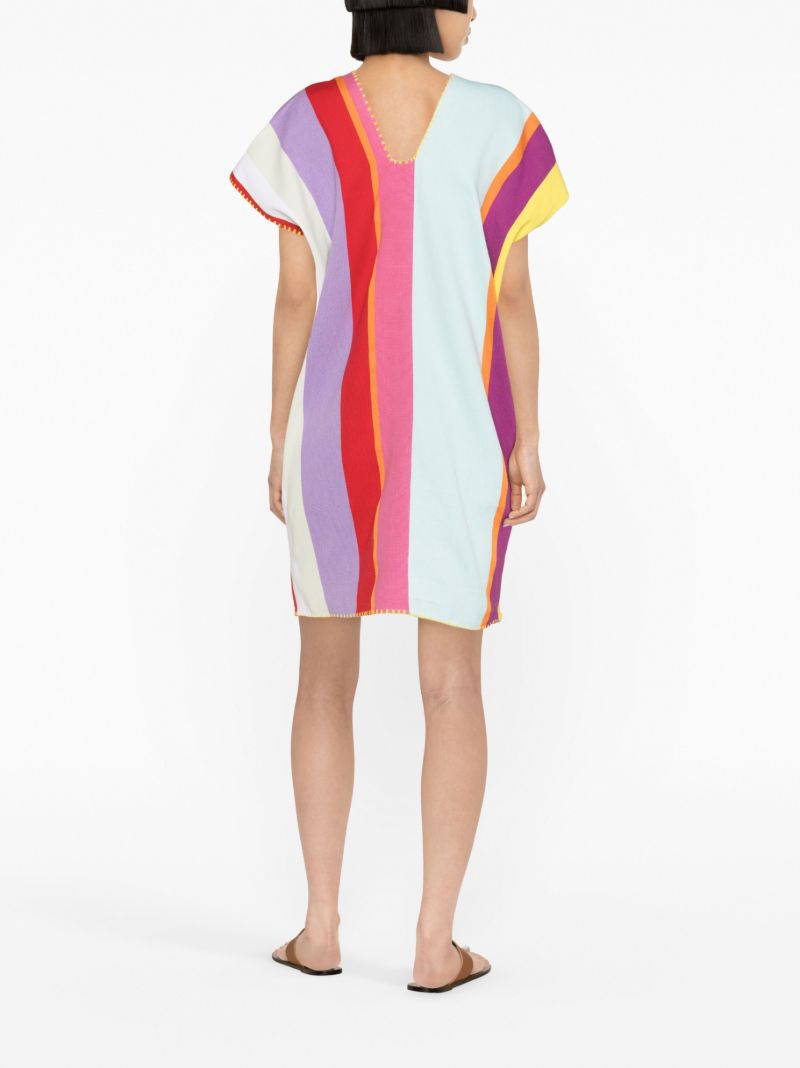 Red Striped Kaftan Mini Dress