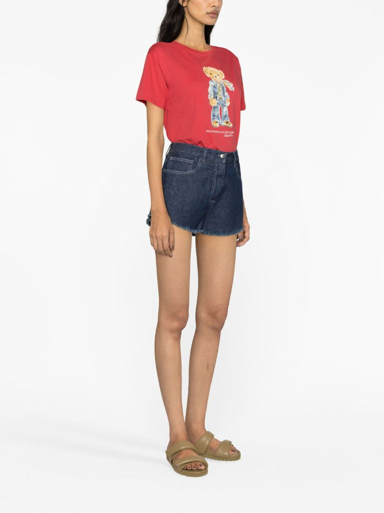 Red Polo Bear-print Cotton T-shirt