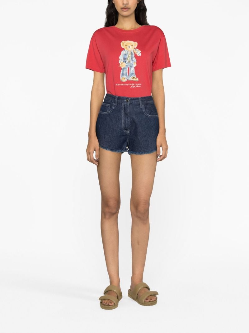 Red Polo Bear-print Cotton T-shirt