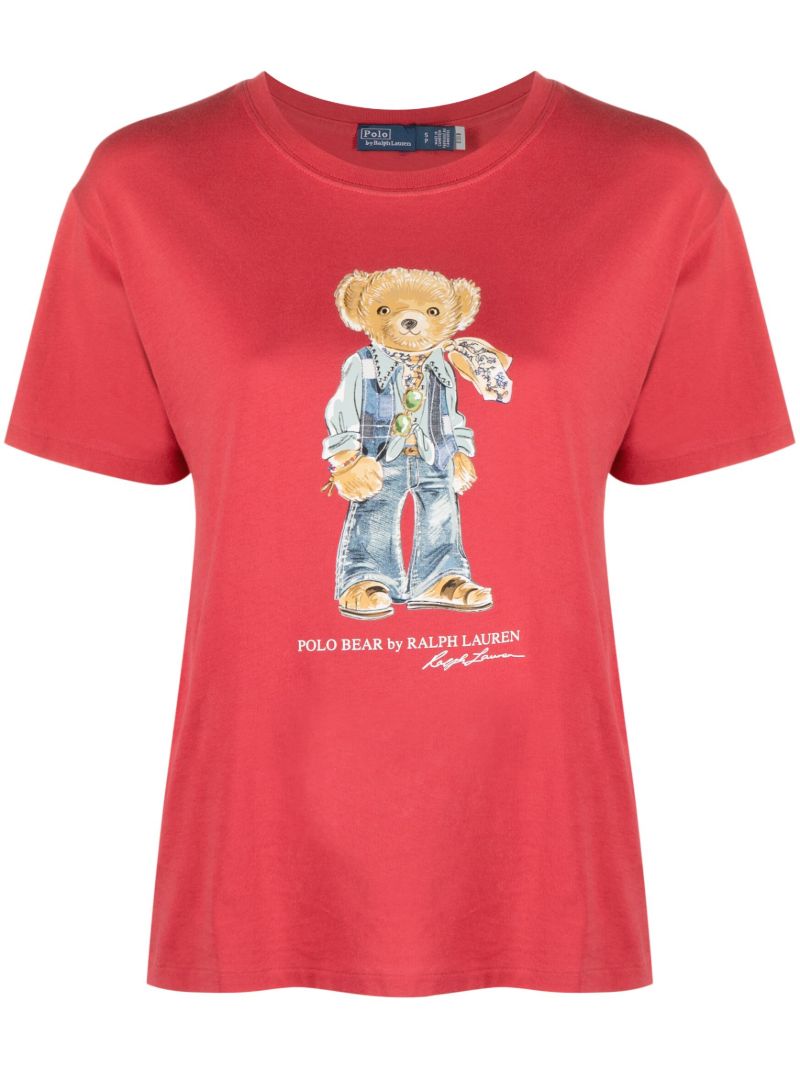 Red Polo Bear-print Cotton T-shirt