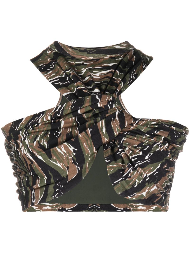 Brown Asahi Camouflage-print Top