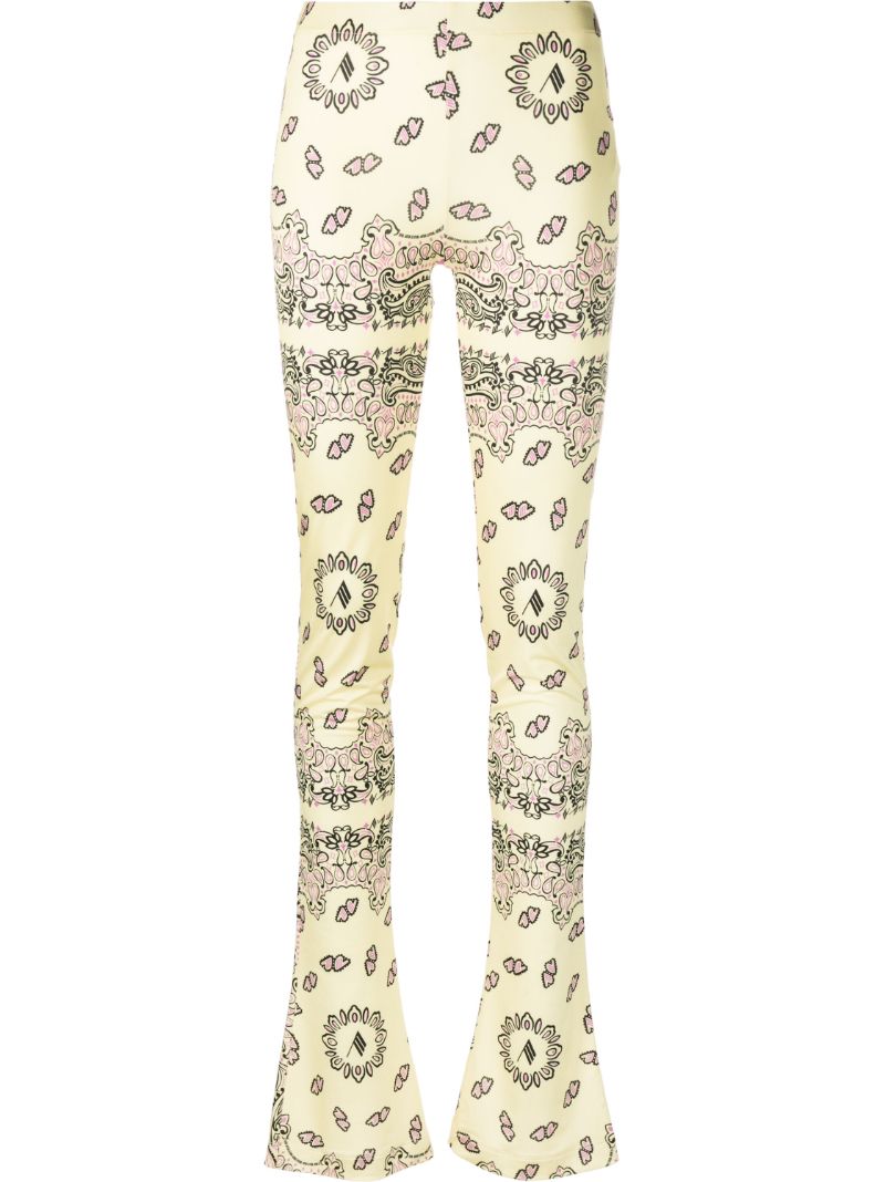 Yellow Bandana-print Flared Trousers