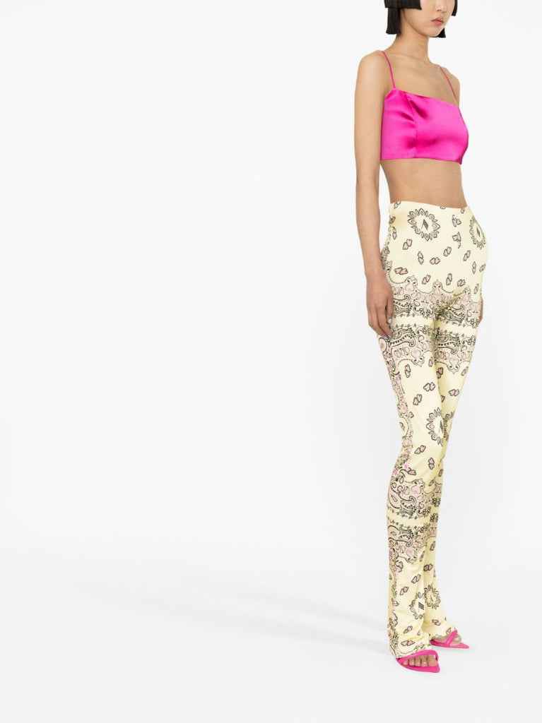 Yellow Bandana-print Flared Trousers