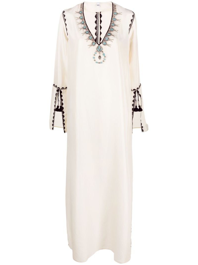 White Avalie Silk Kaftan Dress