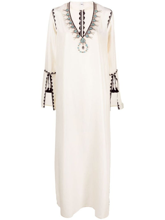 White Avalie Silk Kaftan Dress