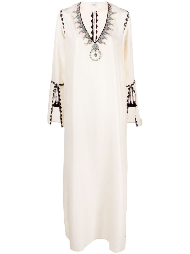 White Avalie Silk Kaftan Dress