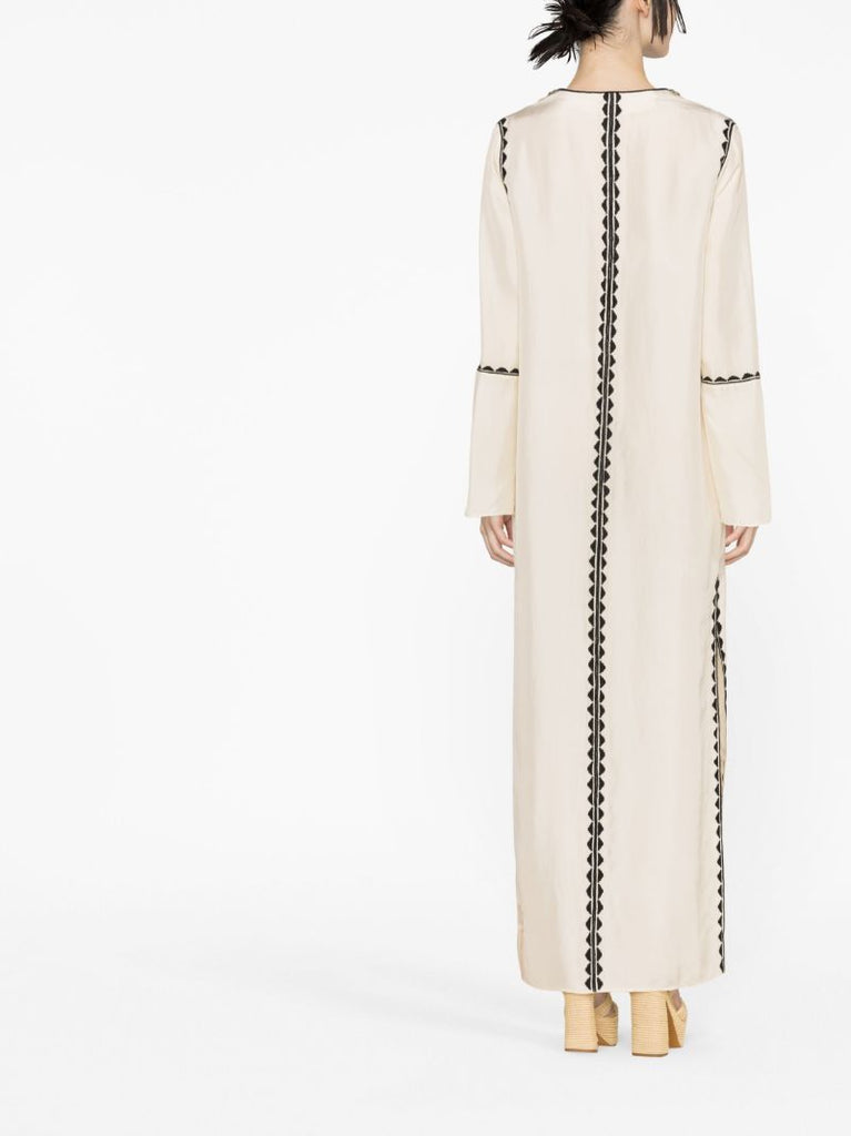 White Avalie Silk Kaftan Dress