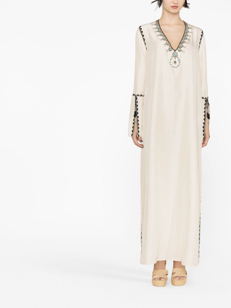 White Avalie Silk Kaftan Dress
