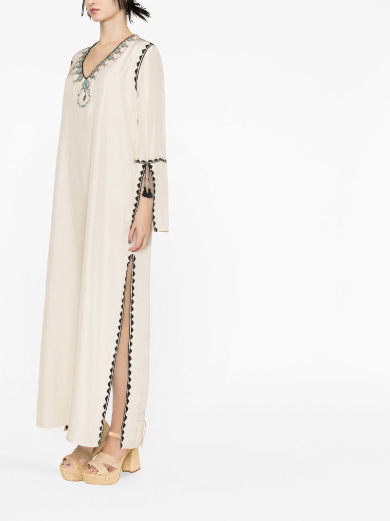 White Avalie Silk Kaftan Dress