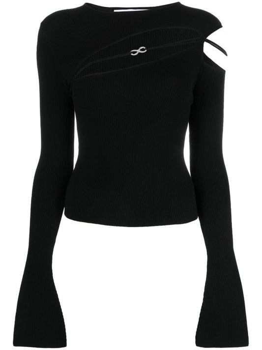 Black Georgia Cut-out Knitted Top