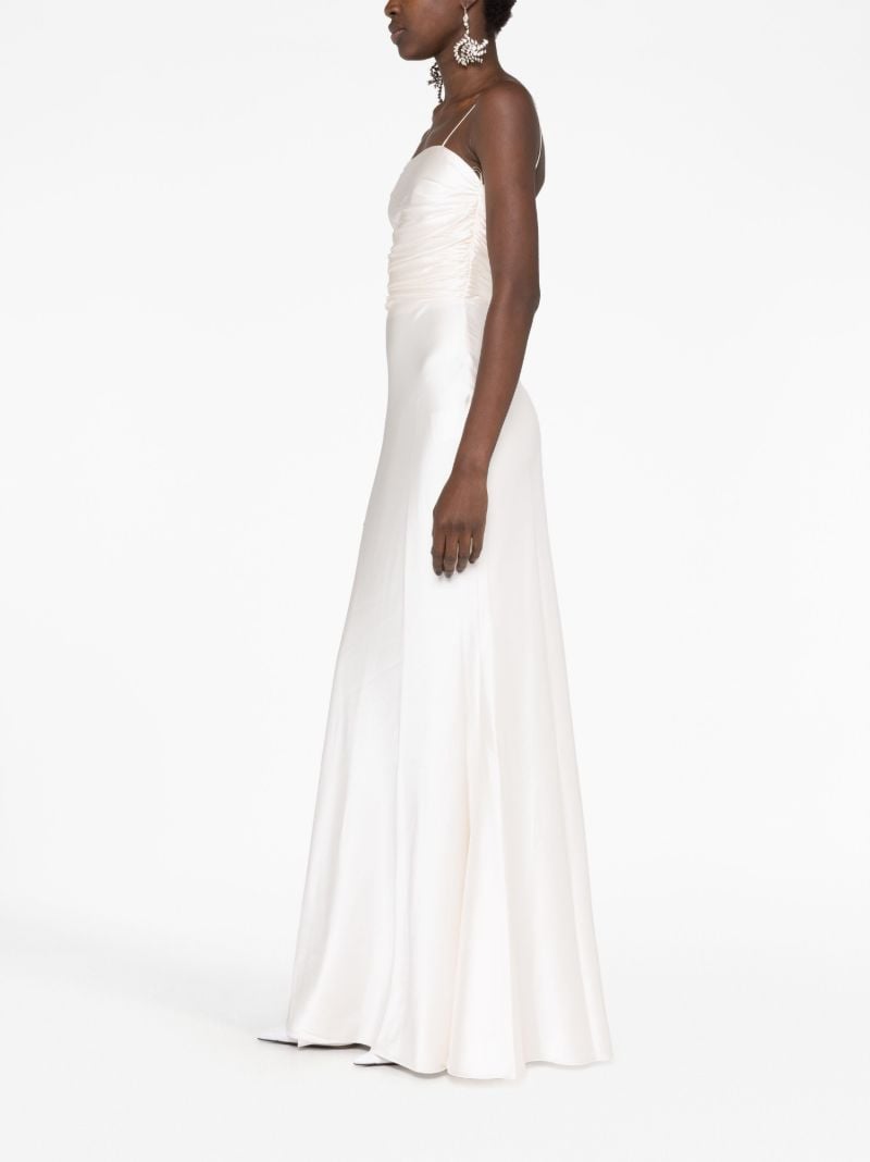 White Silk Draped Trumpet Gown