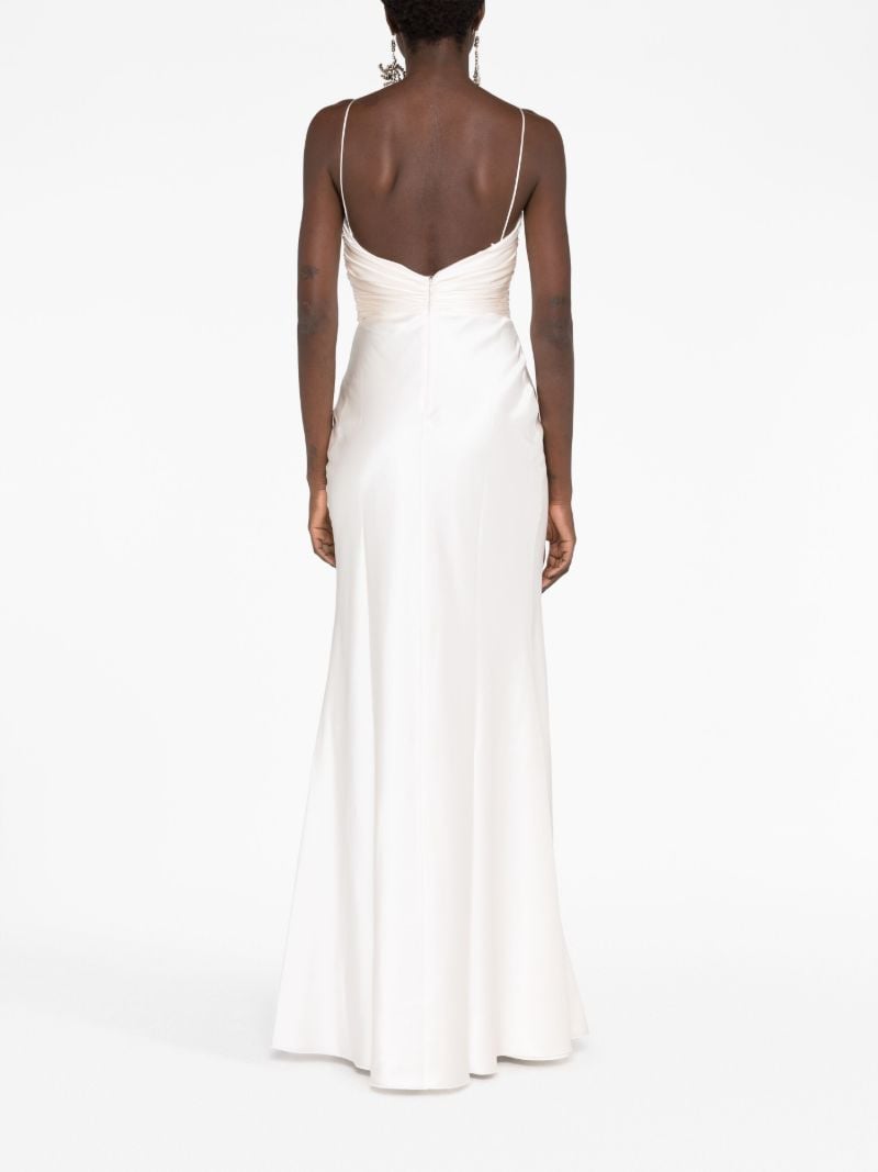 White Silk Draped Trumpet Gown