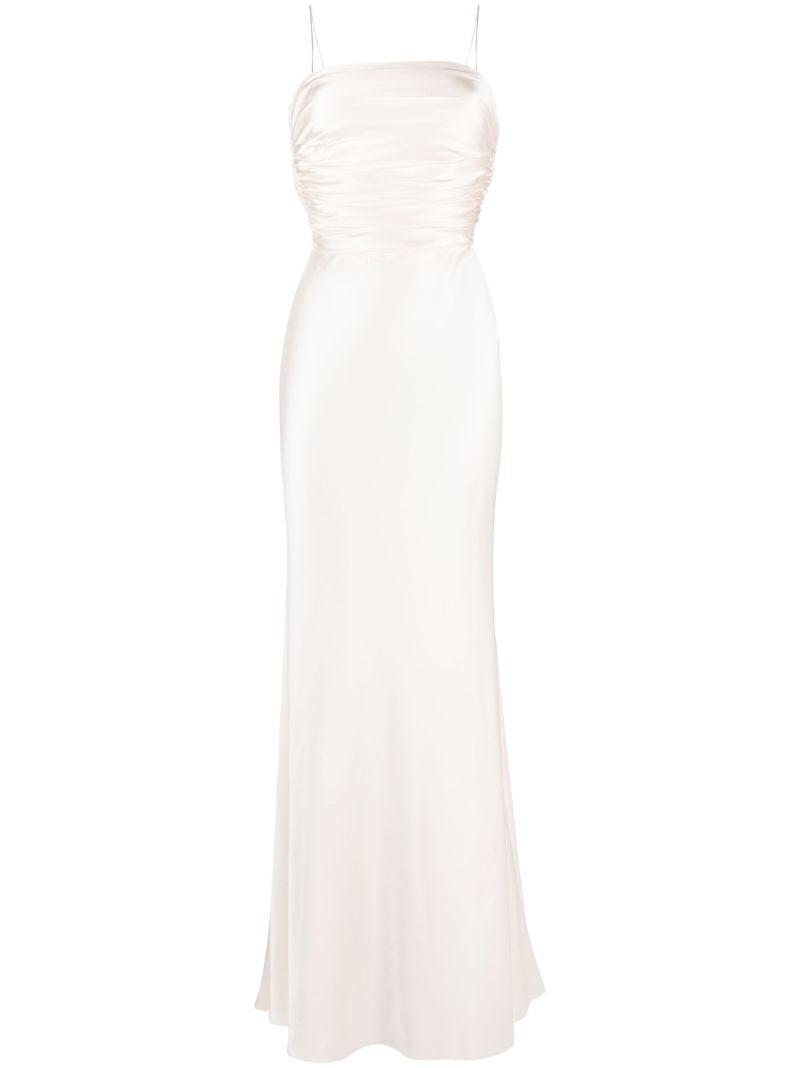 White Silk Draped Trumpet Gown