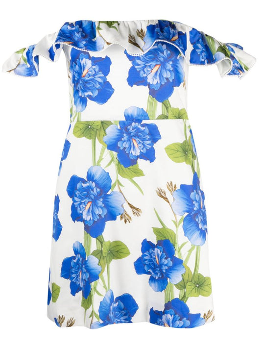 White Nalani Floral-print Cotton Dress