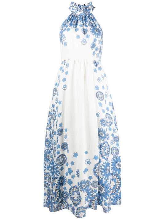 White Graphic Print Dress