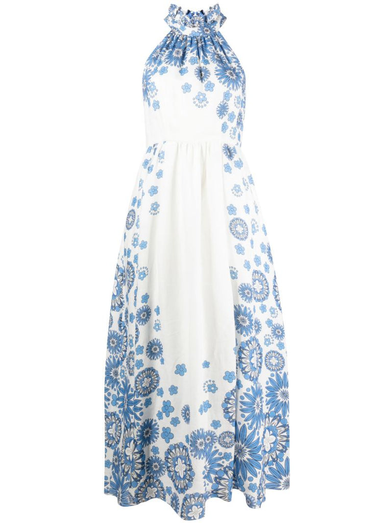 White Graphic Print Dress