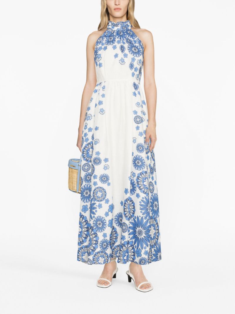 White Graphic Print Dress