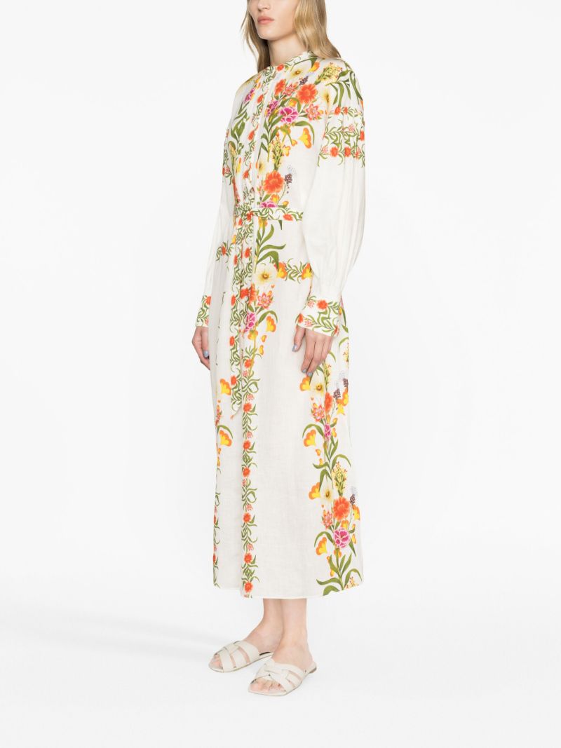 White Floral Print Dress