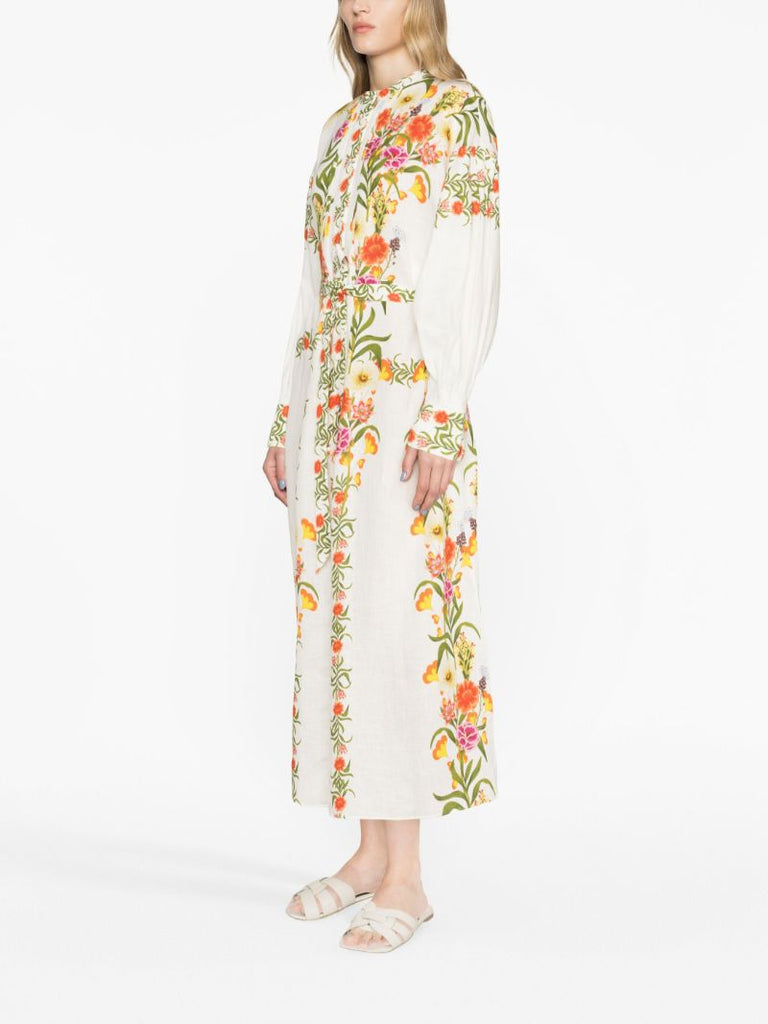White Floral Print Dress