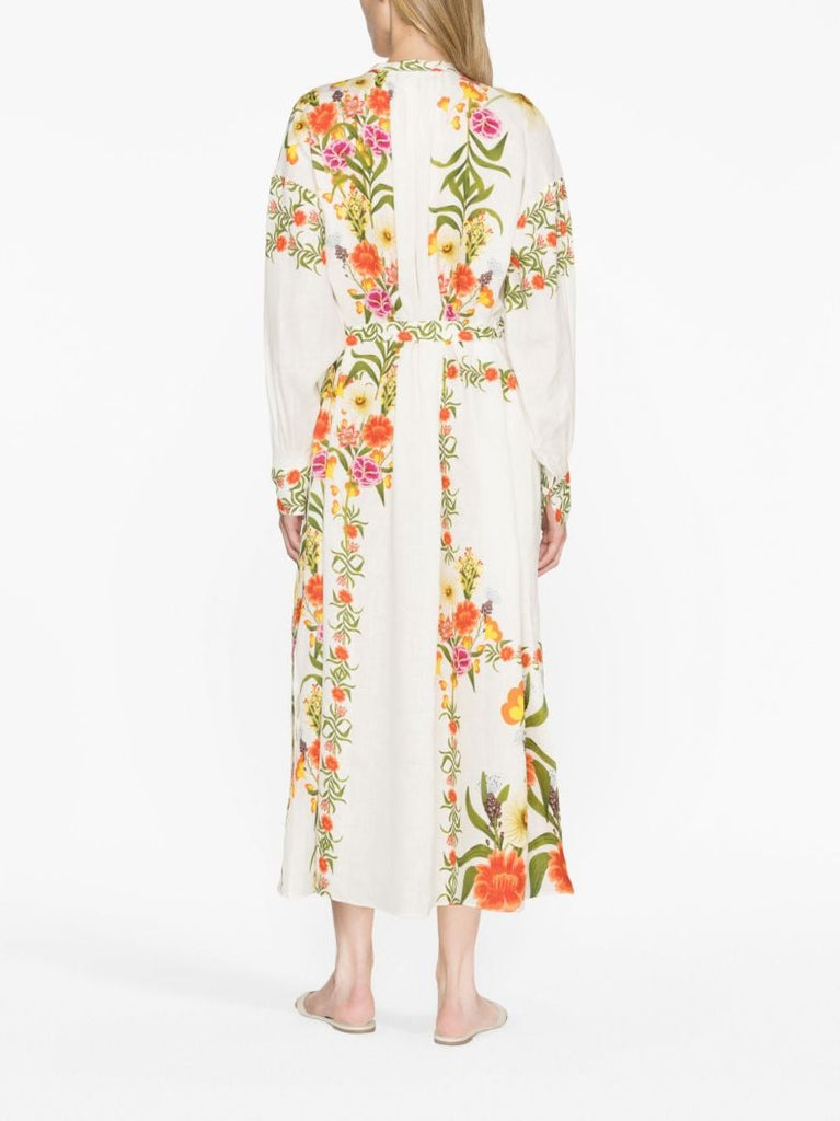 White Floral Print Dress