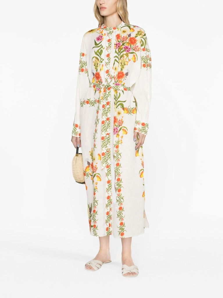 White Floral Print Dress