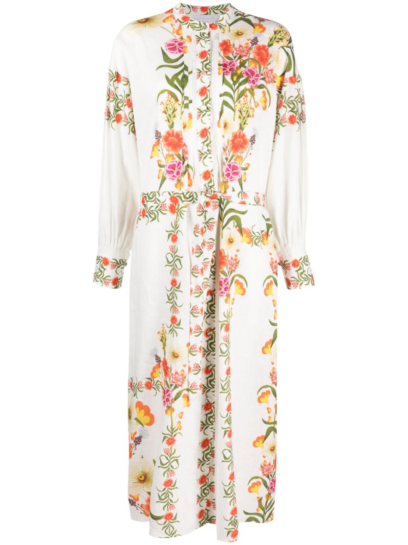 White Floral Print Dress