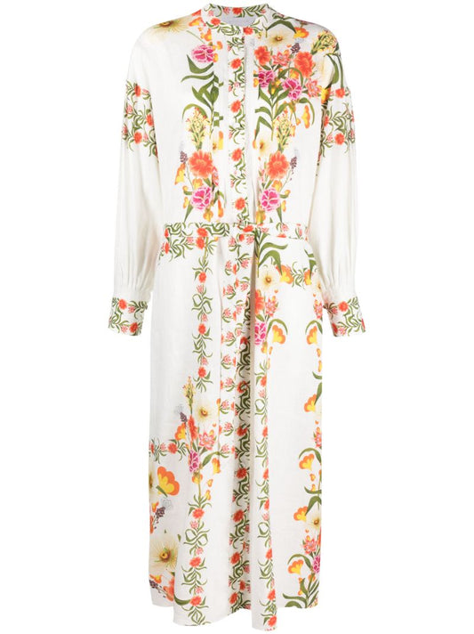 White Floral Print Dress