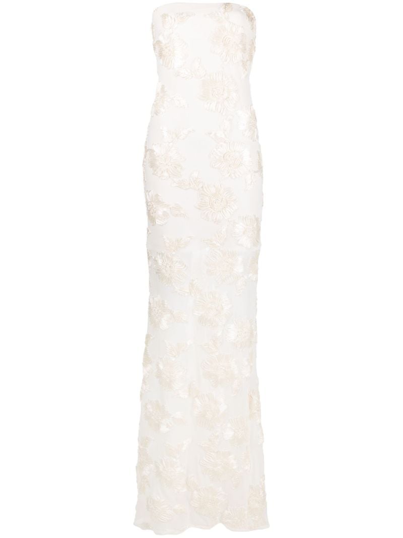 Neutral Floral AppliquÃ_x0083_Â© Gown