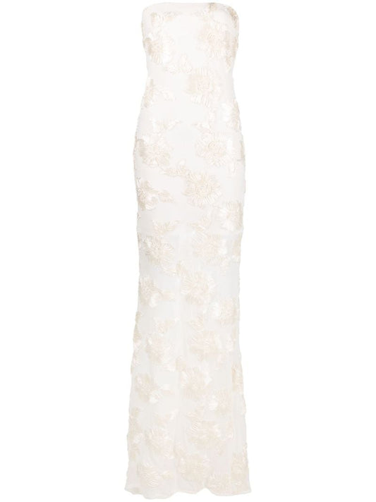Neutral Floral AppliquÃ_x0083_Â© Gown