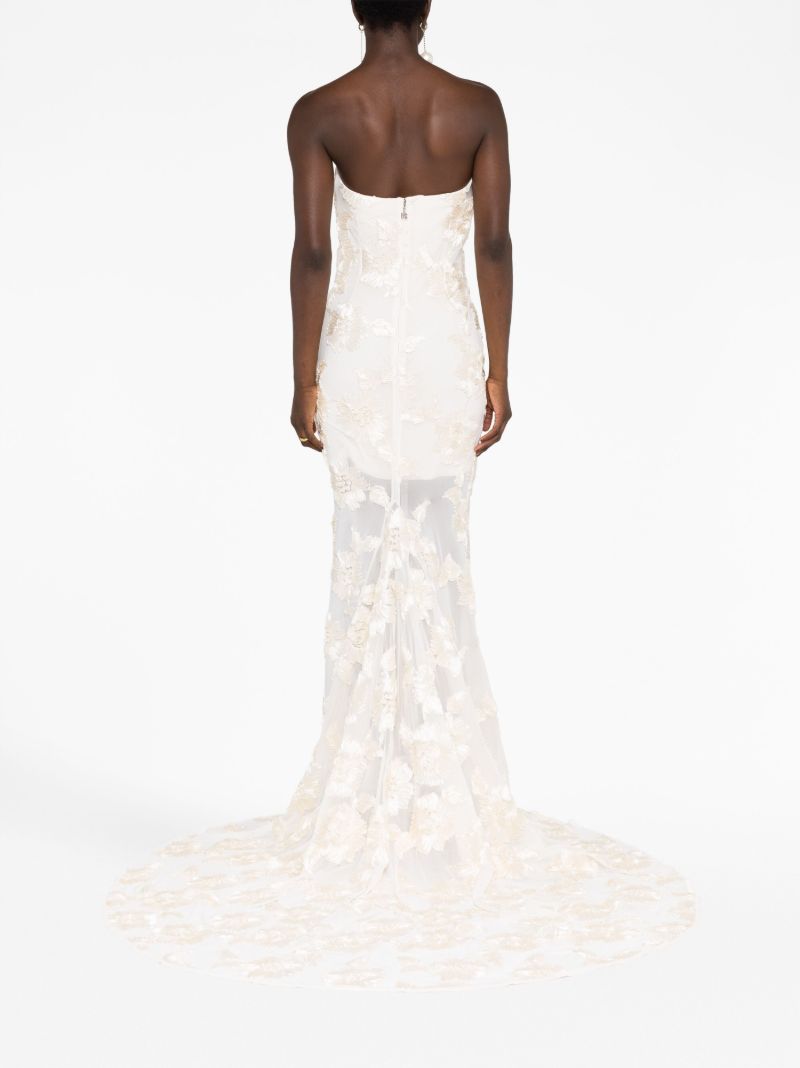 Neutral Floral AppliquÃ_x0083_Â© Gown