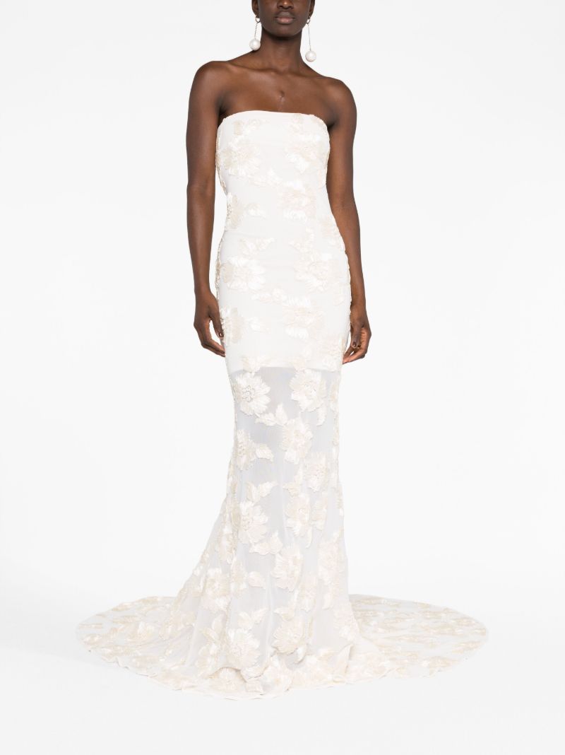 Neutral Floral AppliquÃ_x0083_Â© Gown
