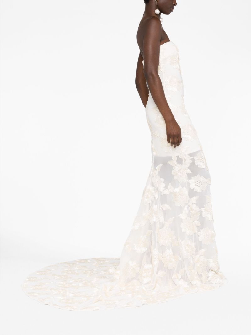 Neutral Floral AppliquÃ_x0083_Â© Gown