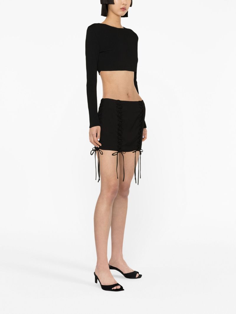 Black Elena Lace-up Mini Skirt