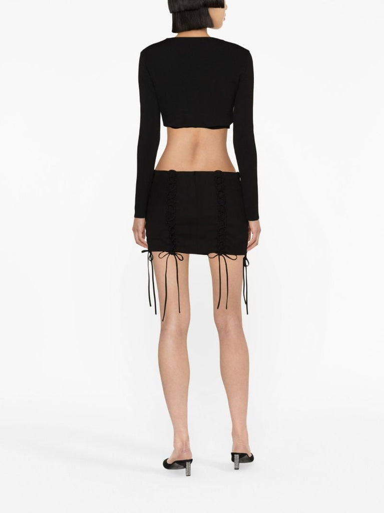 Black Elena Lace-up Mini Skirt