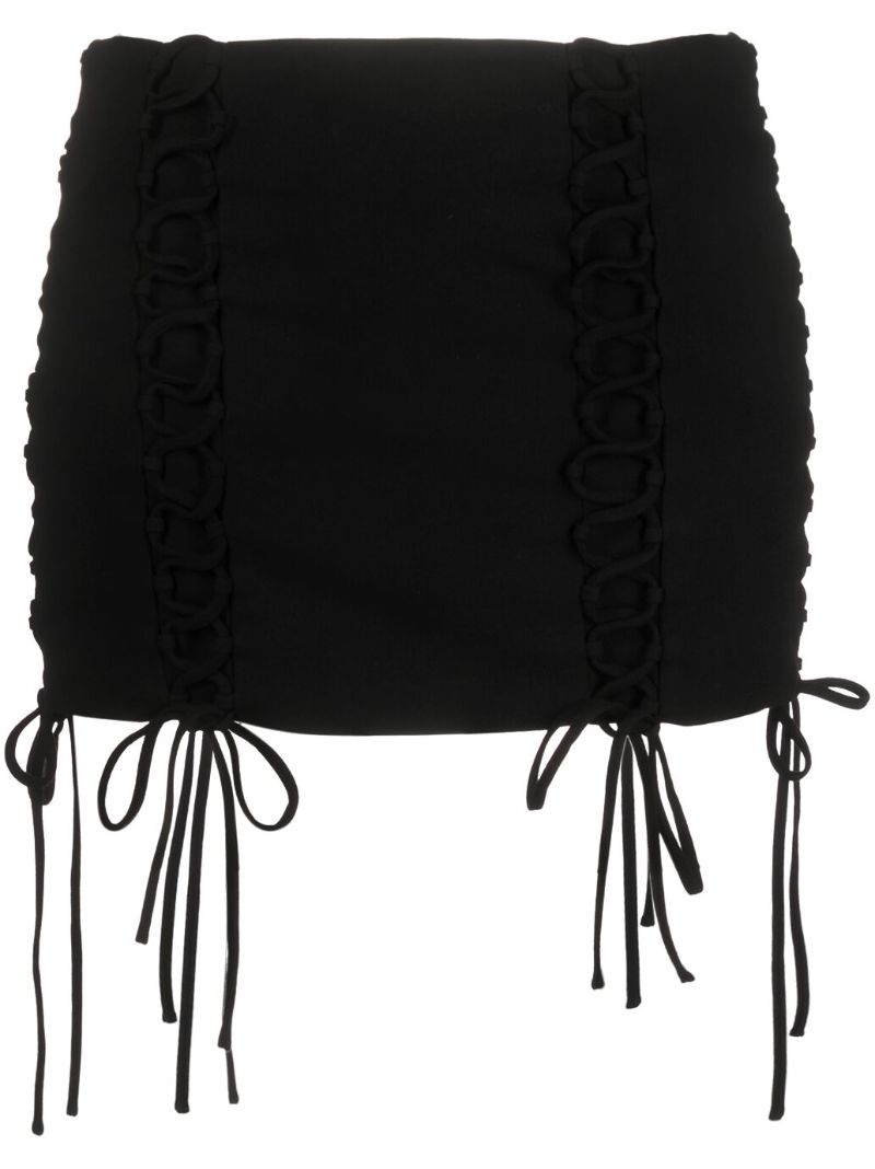 Black Elena Lace-up Mini Skirt