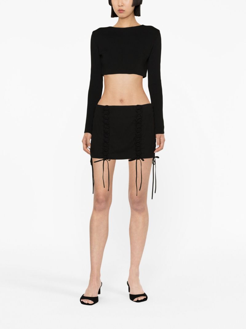 Black Elena Lace-up Mini Skirt