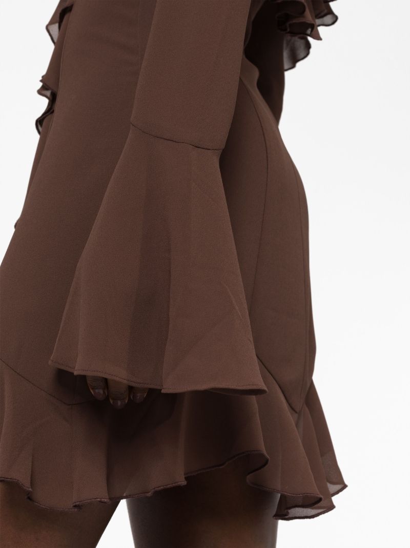 Brown Selia Ruffled Mini Dress