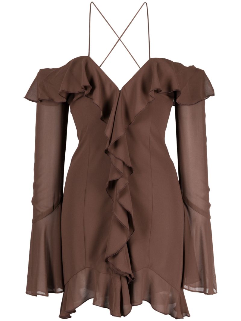 Brown Selia Ruffled Mini Dress