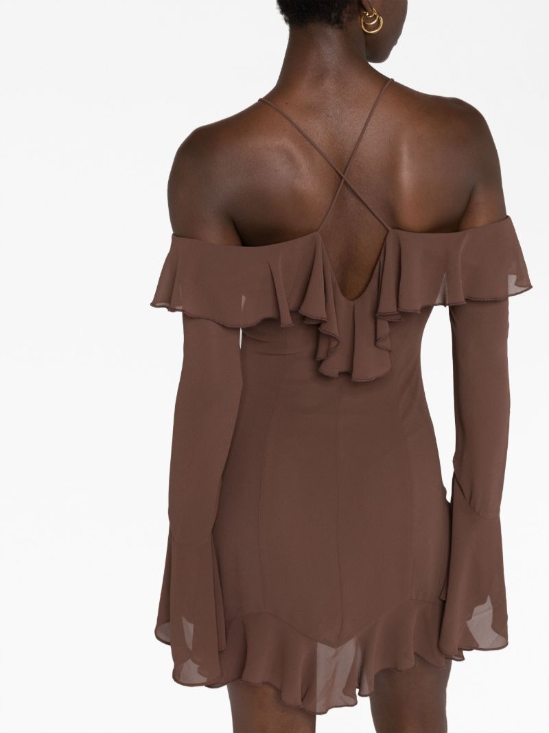 Brown Selia Ruffled Mini Dress