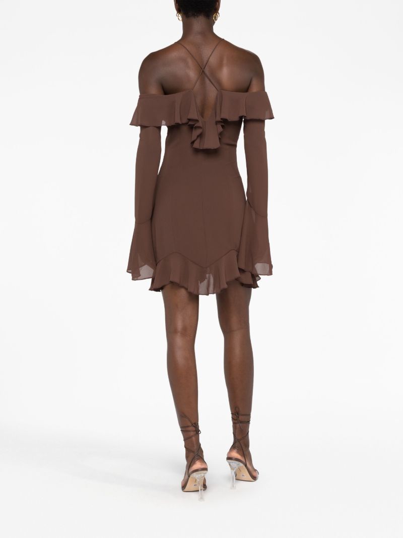Brown Selia Ruffled Mini Dress
