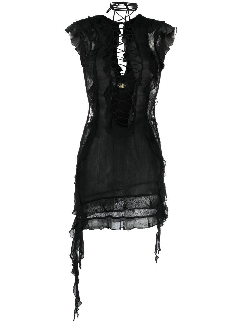 Black Goliath Plunging Mini Dress