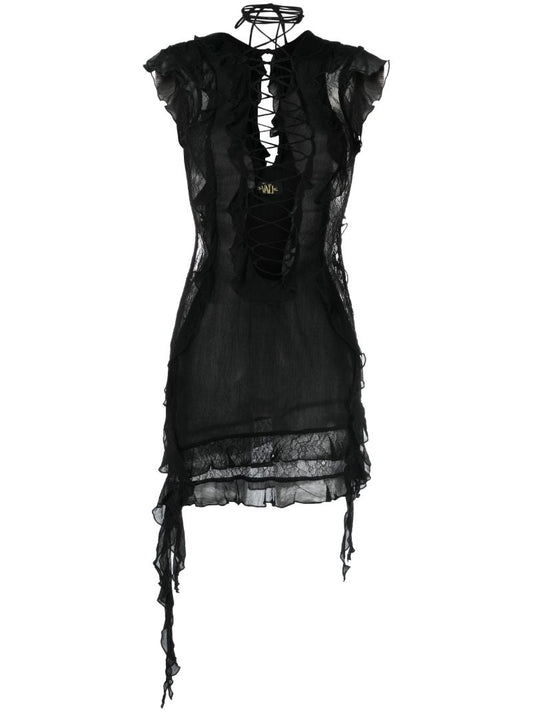 Black Goliath Plunging Mini Dress