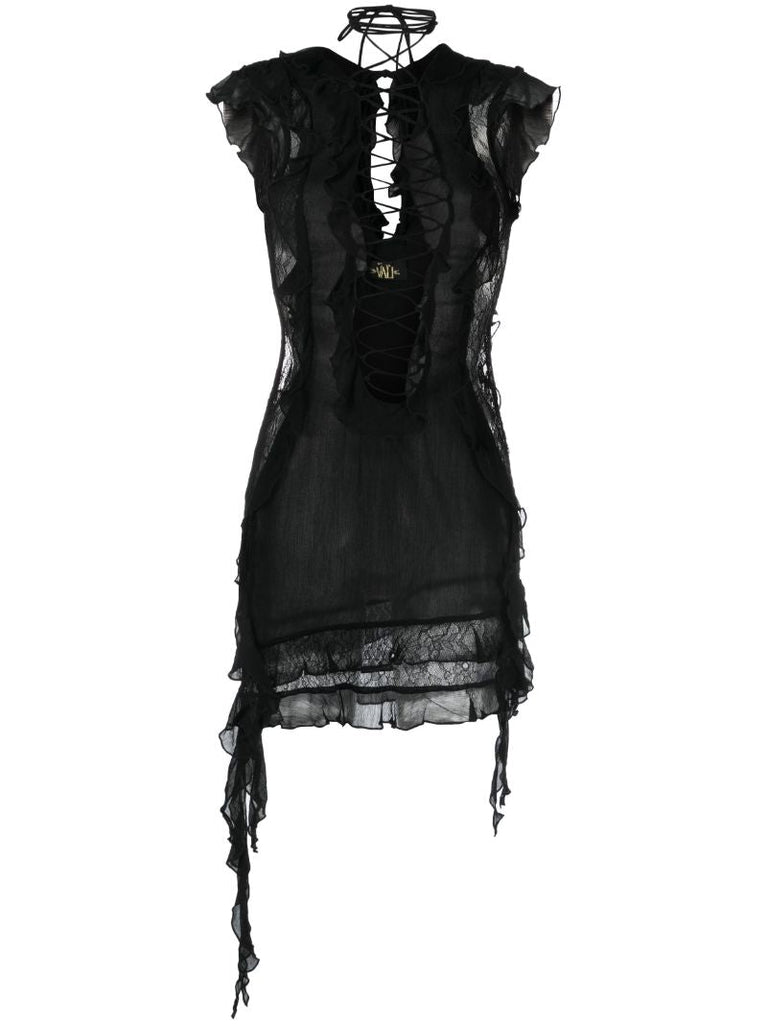 Black Goliath Plunging Mini Dress